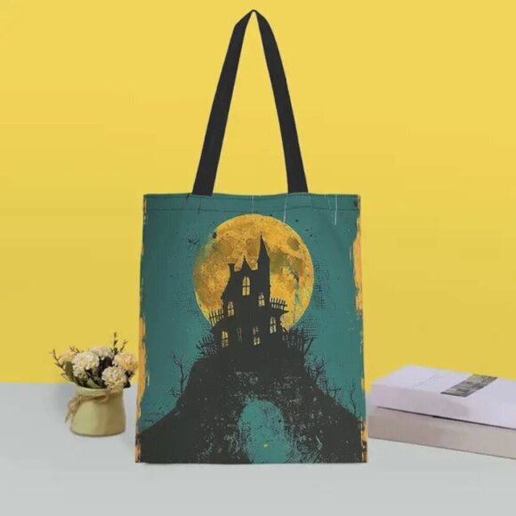 Huanted House with Moon Tote Shopping Bag Canvas - Picture 3 of 3